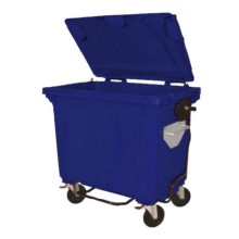 660 Litre Lacivert Plastik Çöp Konteyneri Pedallı