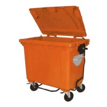 770 Litre Turuncu Plastik Çöp Konteyneri Pedallı